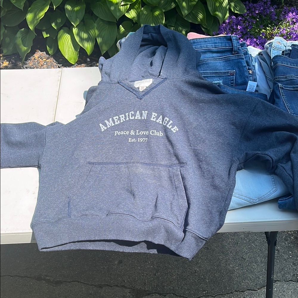 American Eagle Outfitters Heathered Blue Sweatshirt